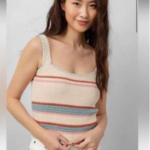Rails Sienna Cream Rainbow Crochet Knit Top XXL